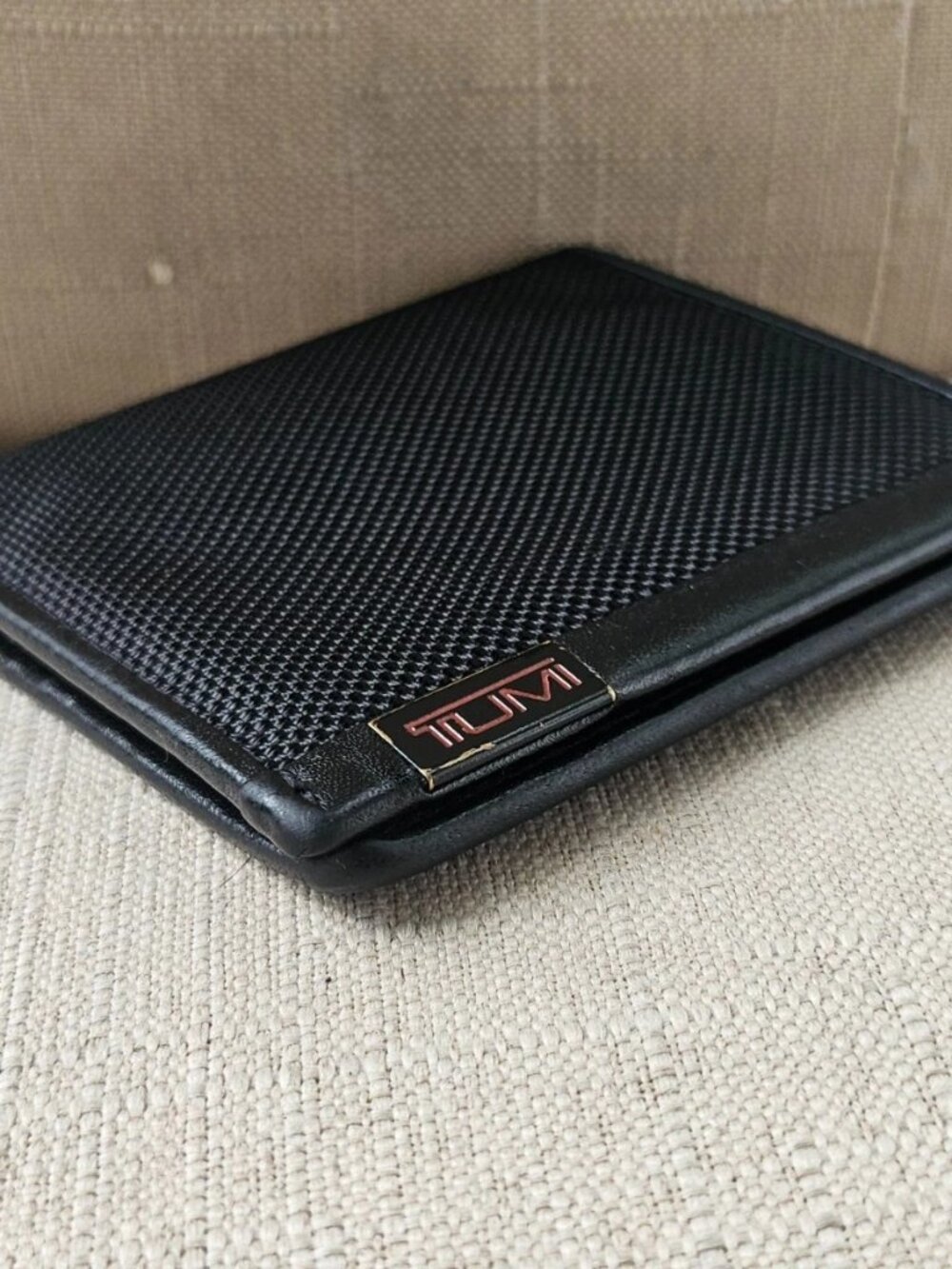 Tumi Black Textured Leather Card Wallet